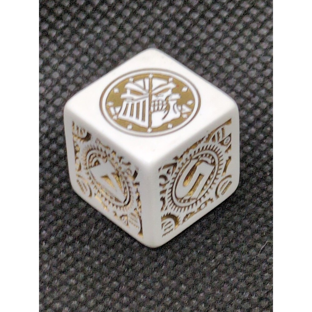Single Privateer Press Warmachine White And Gold Promotional Dice